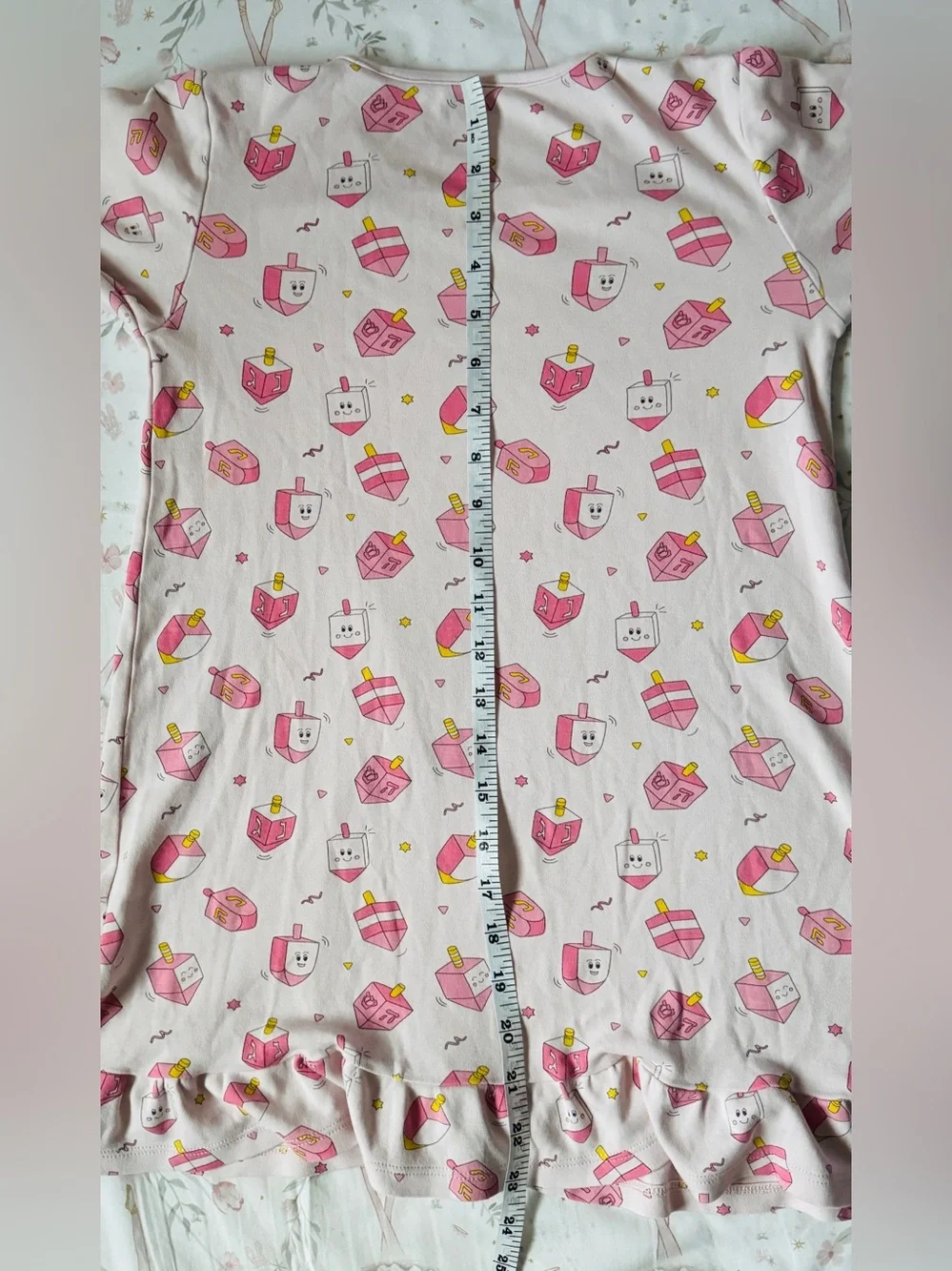 Noomie Girls 8 Hanukkah Dreidel Nightgown 100% Pima Cotton Pink Sleep Dress